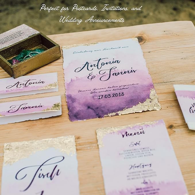 Handmade Cotton Paper with Deckle Edge Recycled Cotton Rag Mixed Media Card Stock for Watercolor, Writers, Invitations, Crafts (150gsm, 6x8 inch "A5", 50 Pack)