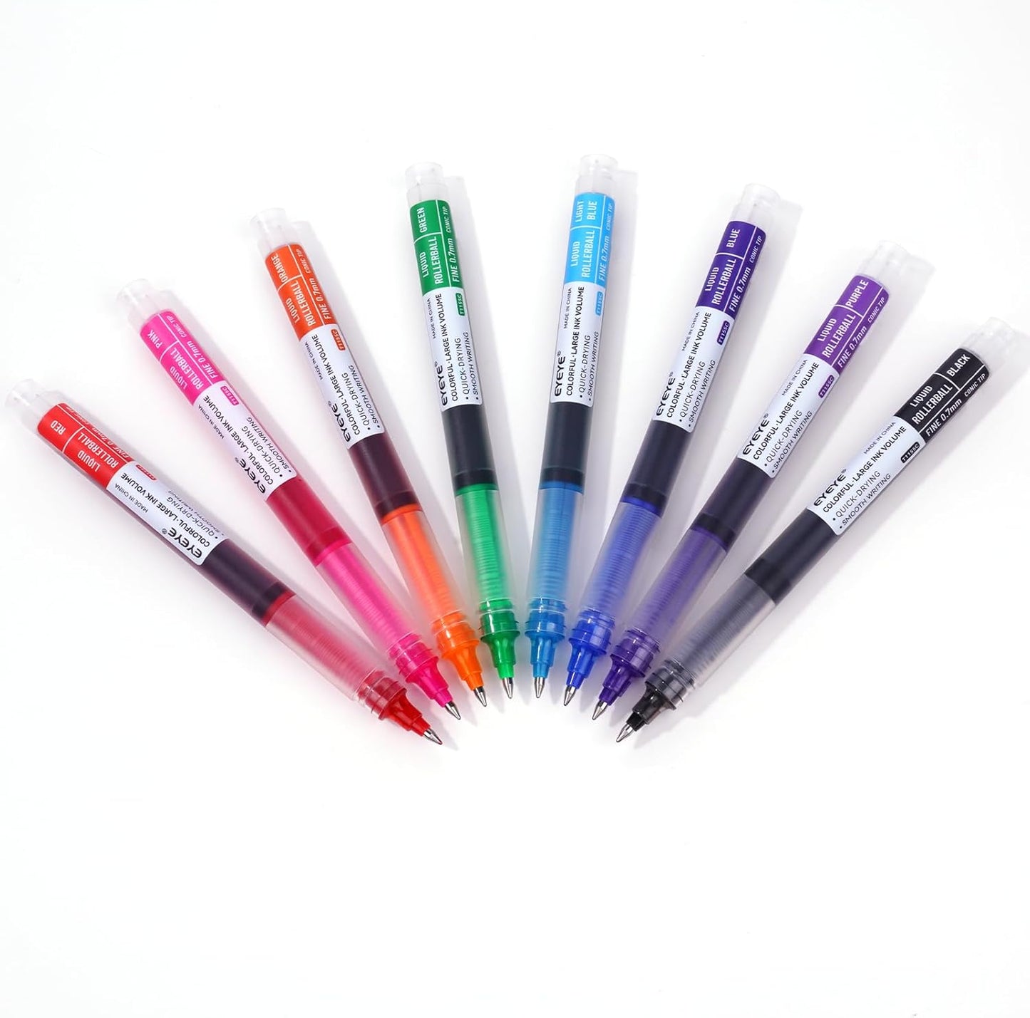 EYEYE 8 Assorted Colors 1.0mm Rollerball Pens, Multicolor Bold Point Pen Quick Dry, Liquid Ink Pen Fine Point Smooth Writing Pens for Journaling, Note Taking, Office, School, Doodling & Gifts