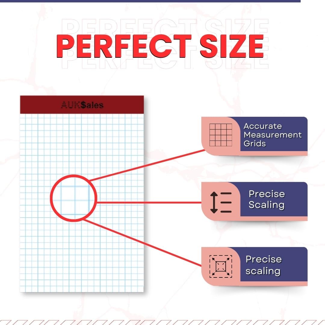 Grid Paper Pad 5x8 Inches, Graph Paper Pad 4x4, Grid Notepad, 24 Pack, 5x8 Graph Paper 1/4 Grid, Graphing Paper, Engineering Pad, 100 Sheets 200 Pages Perforated Pad for School, Home, & Office