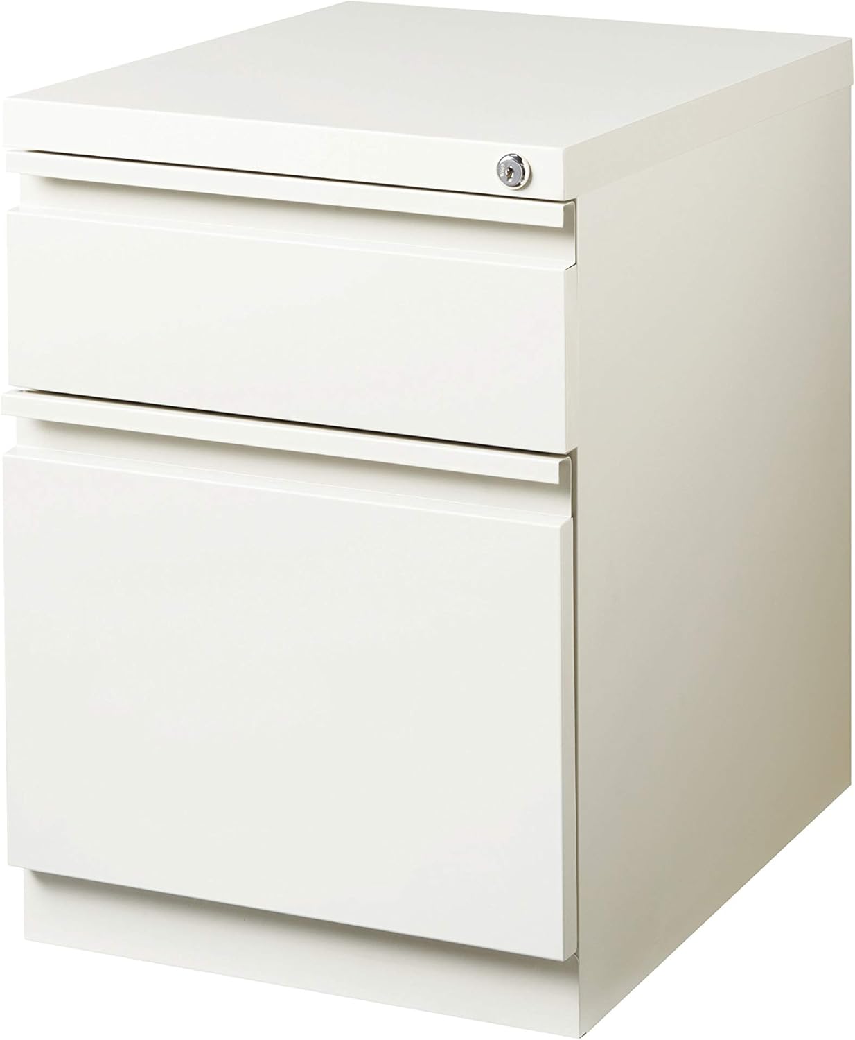 20 Inch Metal 2 Drawer Full Pull, for Home and Office, Holds Letter Width Hanging Folders, 20" Deep Box File Mobile Pedestal File, White