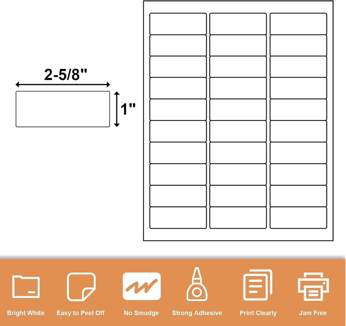 1" X 2-5/8" 30 Up Mailing Labels for Laser/Inkjet Printer,Address Labels,Thermal Labels for Printer,Shipping Mailing Labels (500 Sheets - 15000 Labels)