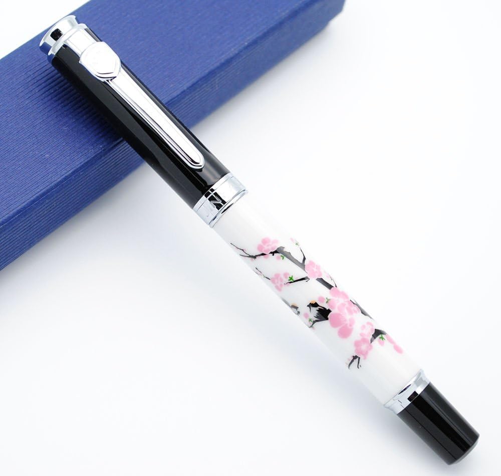 JINHAO 8802 Fountain Pen F Nib (Birds and Wintersweet Painting)
