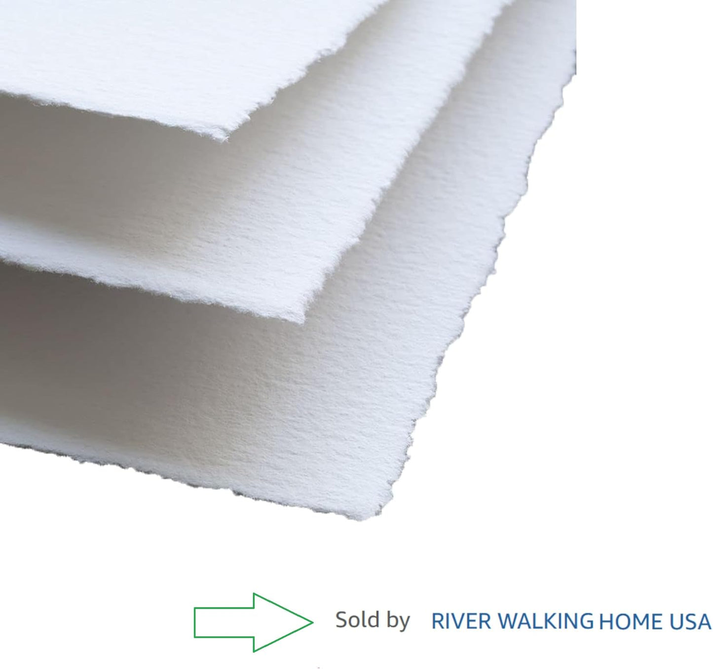 Handmade White Deckle Edge Blank Paper - 5x7 Inch Package of 50 - Mixed Media Loose Leaf Paper for Postcards, Invitations, Crafts and Announcements - Thick 150 GSM