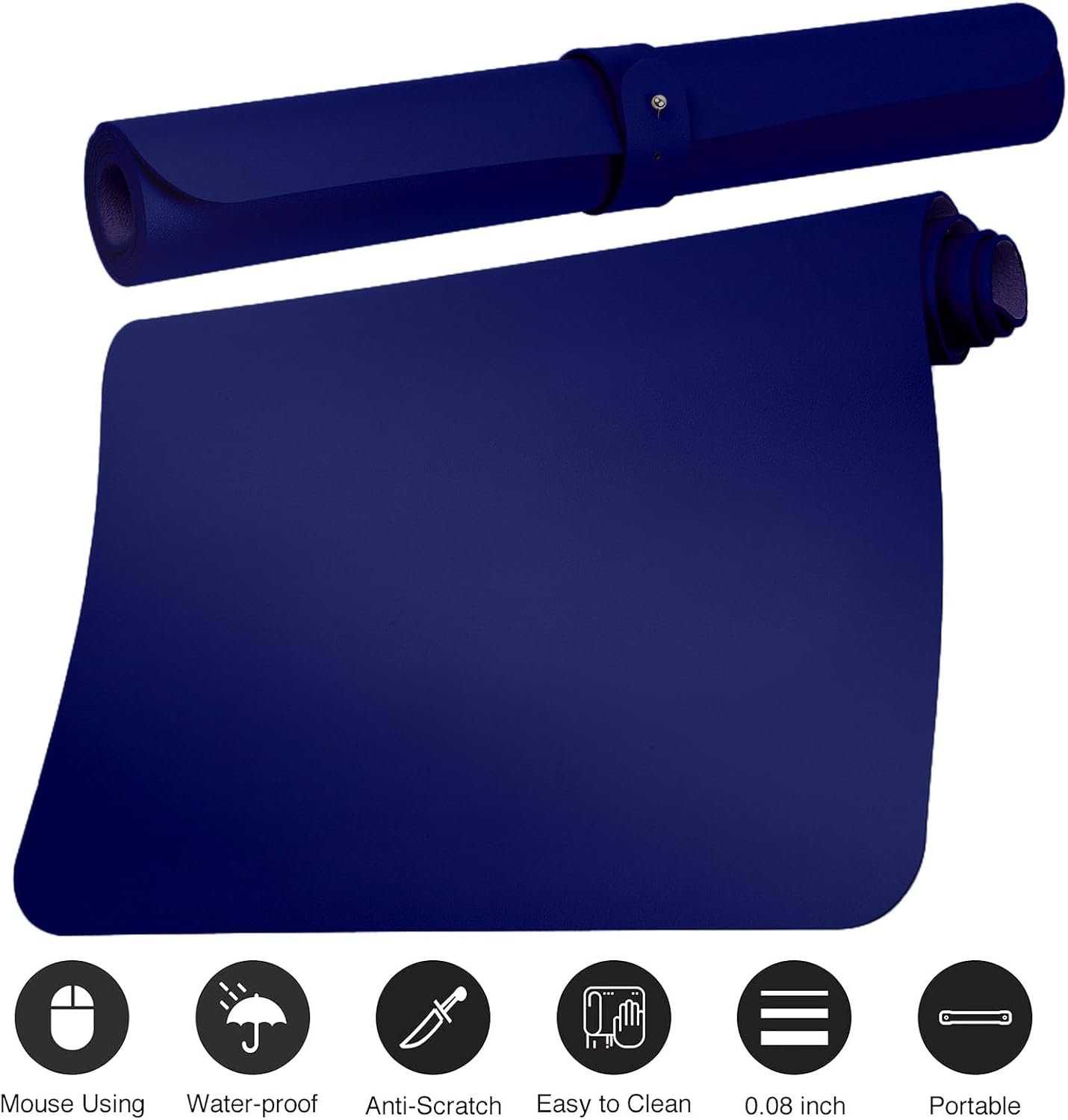 Boutilon Leather Desk Pad Protector,Non-Slip Mouse Pad,Laptop Desk Pad,Office Mouse Mat,Waterproof Leather Desk Blotter,Desk Writing Pad for Office and Home (S-Navy,24"x 14")