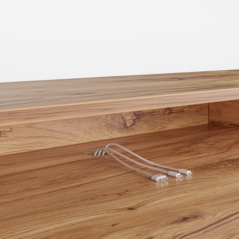 FEZIBO 55 x 24 Inch Whole-Piece Height Adjustable Standing Desk with Double Drawers, Sit Stand Desk, Stand Up Table (Send Two Packages), Light Rustic Top