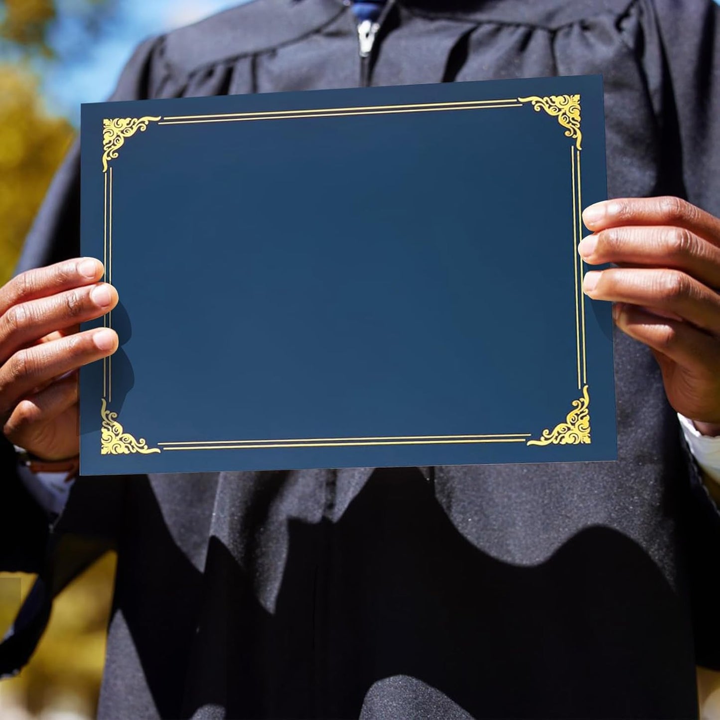 150-Pack Navy Blue Certificate Holders with Gold Foil Border, Diploma Covers for Letter Size 8.5x11 Certificates, Awards, Graduation, and Document Papers,Cardstock