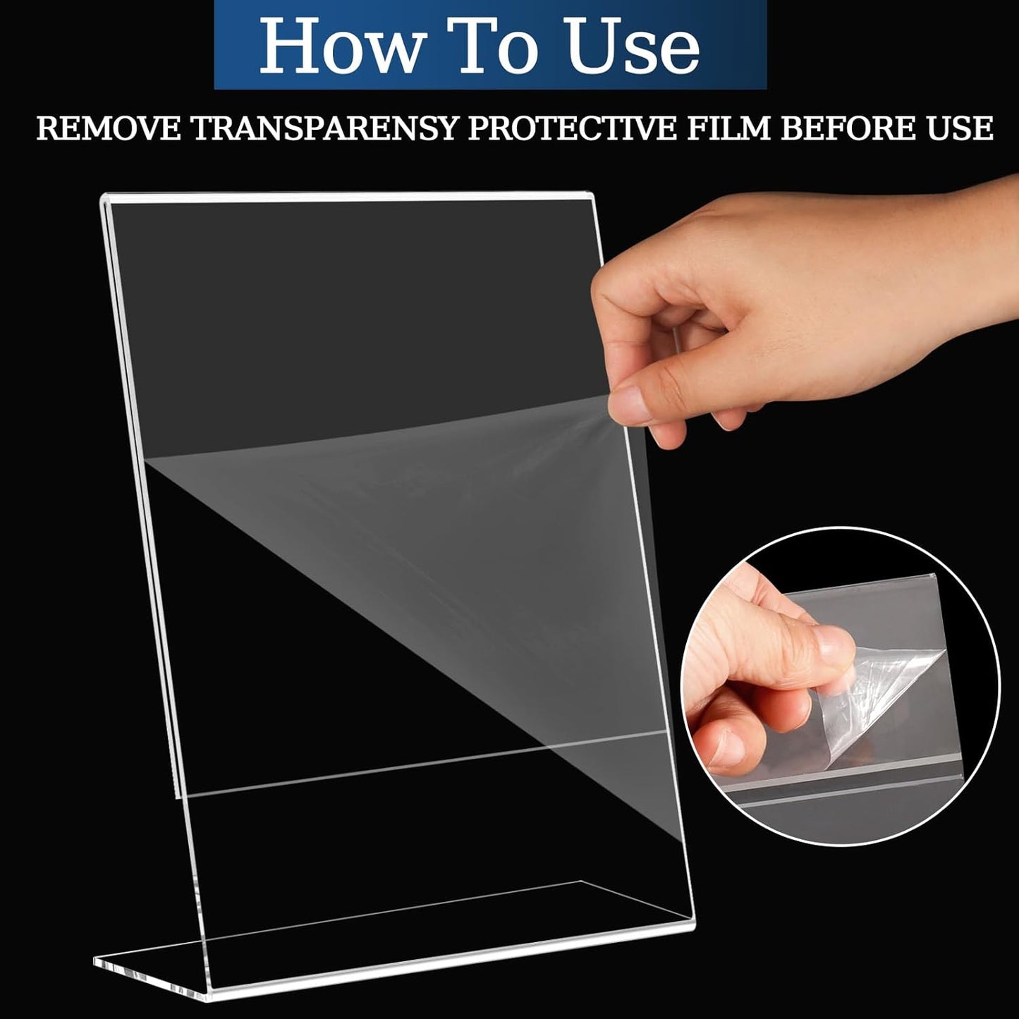 12 Pack 8.5x11 Inch Acrylic Sign Holder Clear Plastic Table Paper Display Stand L-Shape Vertical Menu Holder Stand Picture Photo Flyer Display Stand for Desktop Flyers, Documents, Office, Restaurants