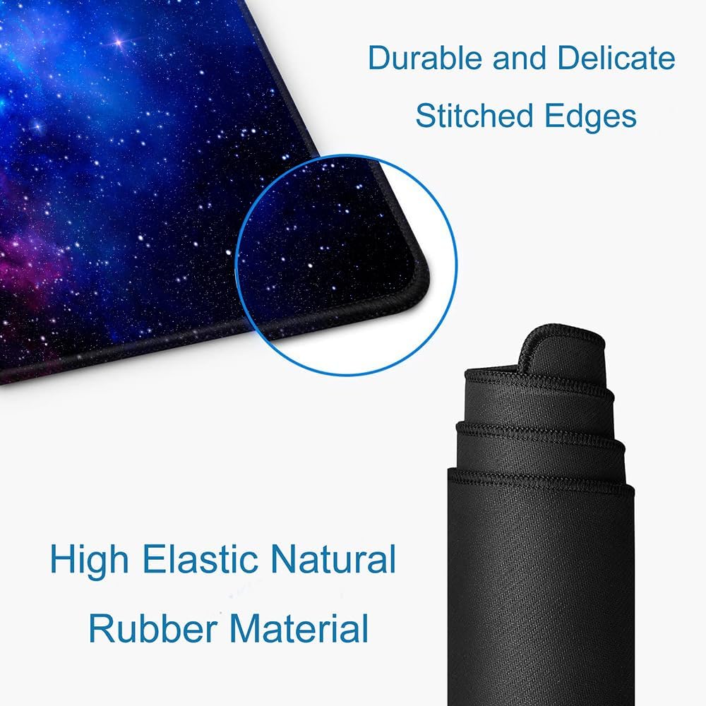 Large Mouse Pad, Extended XL Gaming Mousepad, Non-Slip Rubber Base Keyboard Mouse Mat Desk Pad for Work, Game, Office, Home, 31.5 x 11.8 in, Purple Galaxy, PL230707027