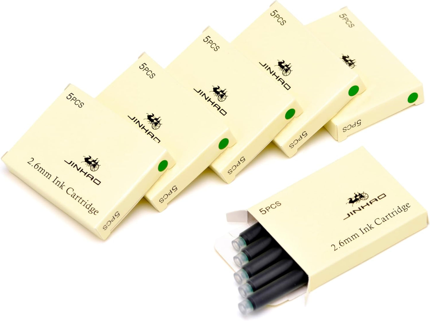 Jinhao Fountain Pen Green Ink Cartridge International Standard 2.6mm Bore Diameter Ink Refill Set of 30 PCS