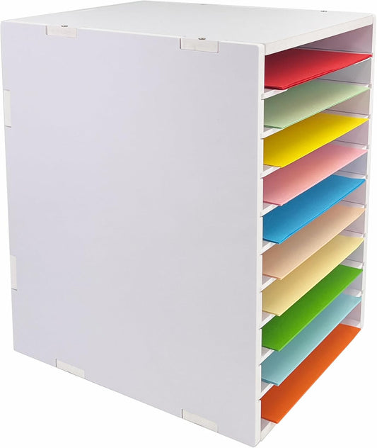 10-Tier File Sorter Organizer for Desk, Desktop Organizer with Adjustable Lettry Tray, Paper Sorter for Office School Home (White)