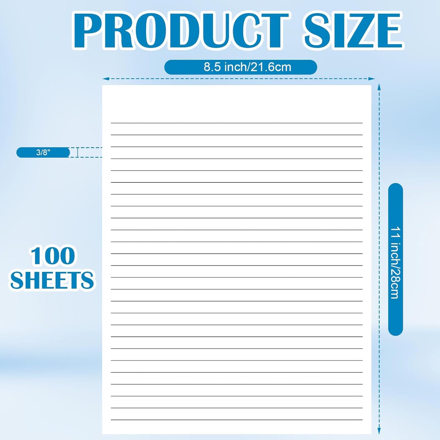100 Sheets Handwriting Paper 8.5”x11” Narrow Ruled Spacing Raised Line Writing Paper Tactile Handwriting Paper Multi-Sensory Ruled Handwriting Tablet for 3rd Grade and Up