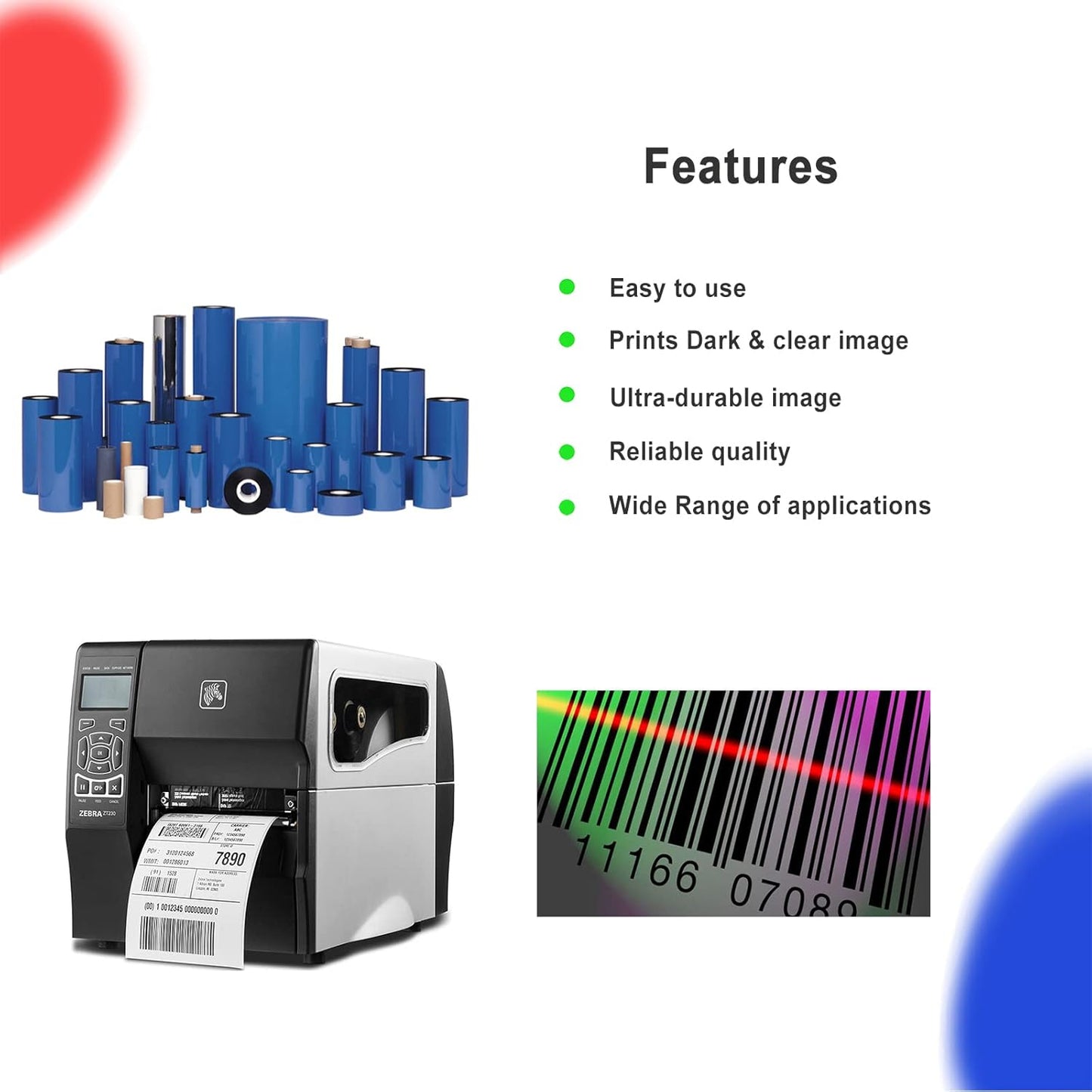 (10 Rolls) 4.33'' x 984' Premium Resin Enhanced Wax Ribbon, 110mm x 300m Black Thermal Transfer Ribbon, Barcode Thermal Label Printer Ribbon, CSO-Ink Outside, 1'' Core for Zebra, TSC, GoDex, Citizen