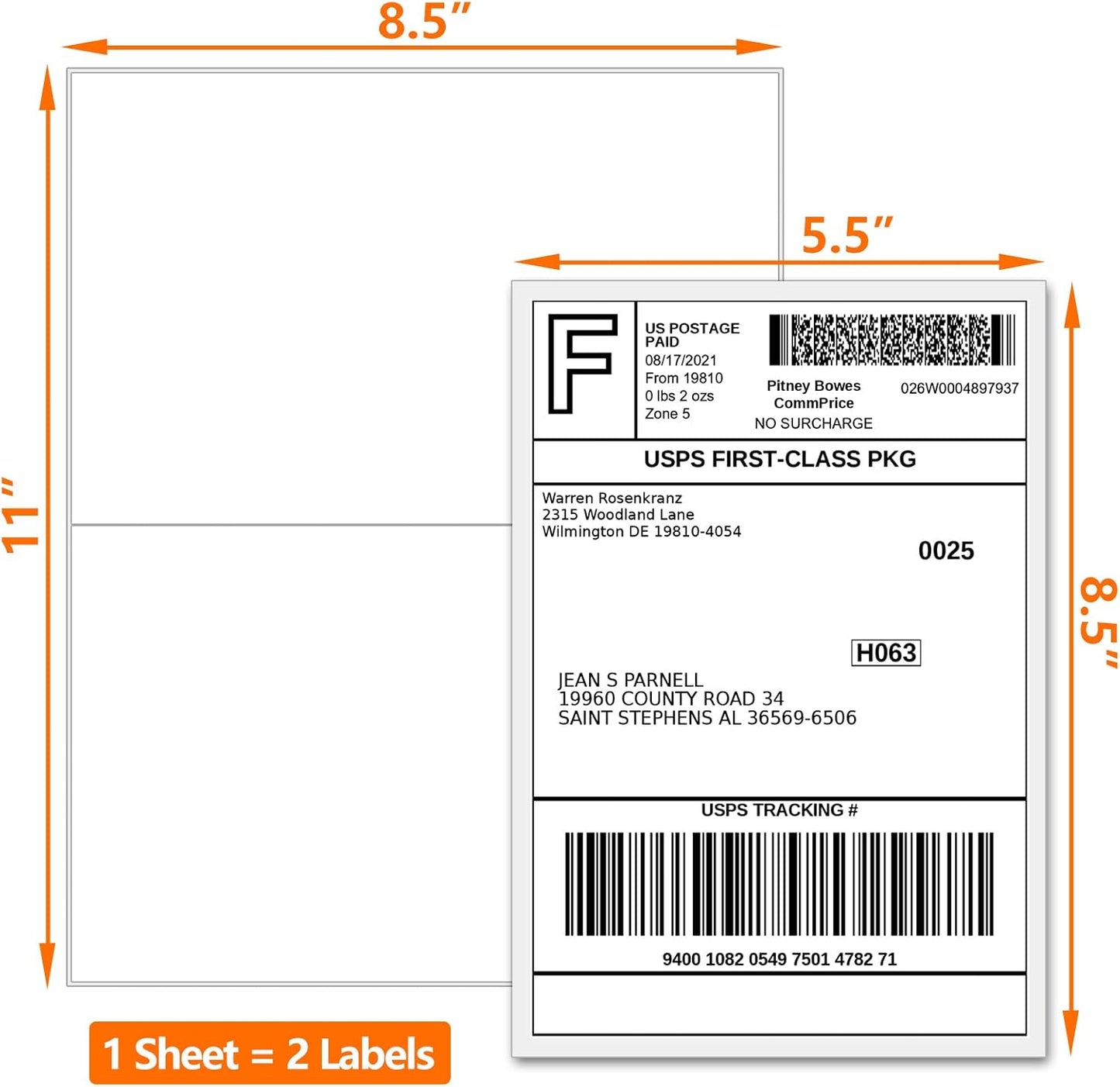 10000 Half Sheet Laser/Ink Jet Shipping Label 5-1/2" X 8-1/2" Blank White Labels(10000 Labels)