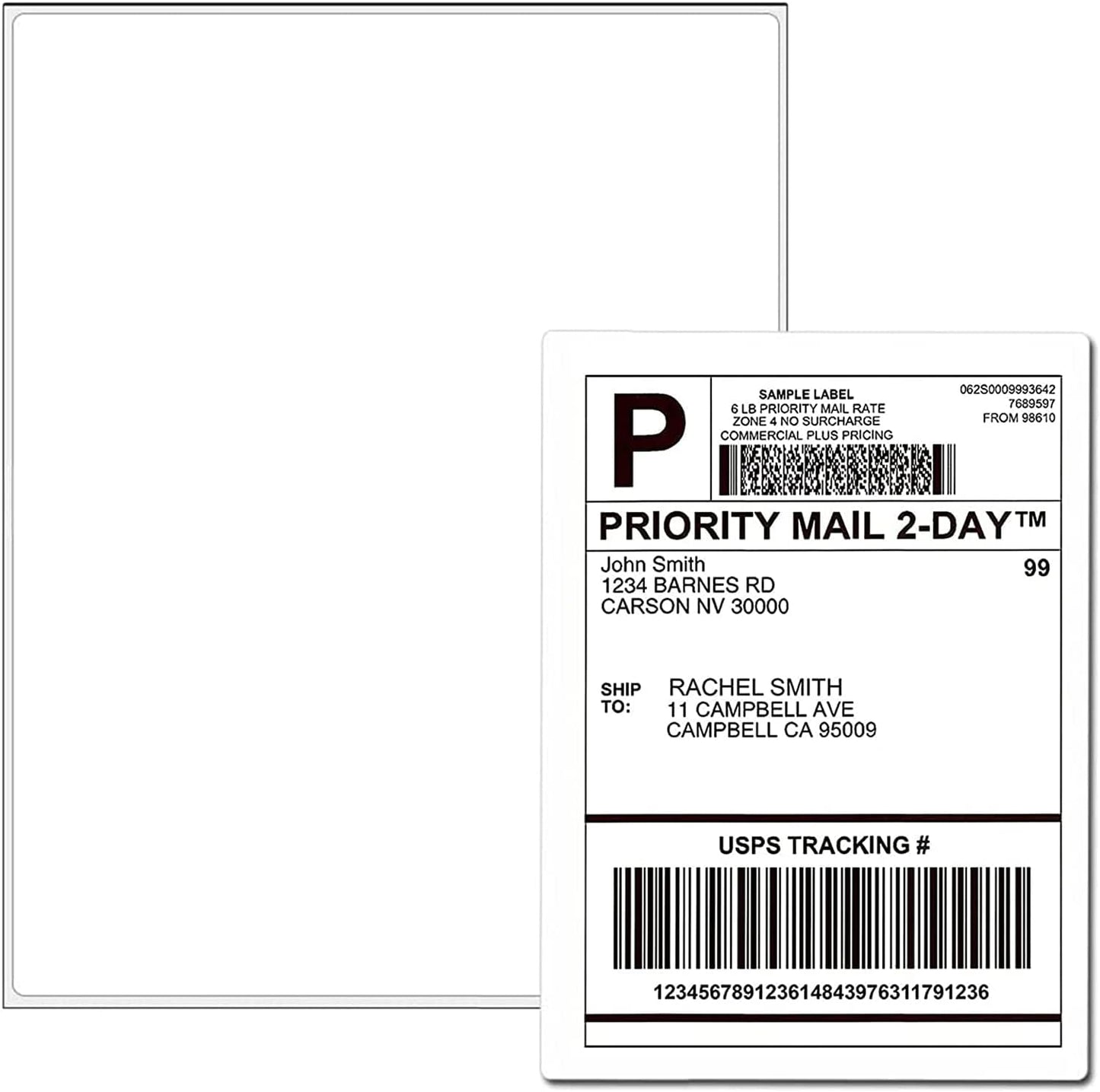 Full Sheet Sticker Paper for Laser & Ink Jet Printers, 8.5" x 11" Full Sheet Address Shipping Label, 1000 Sheets 1000 Labels