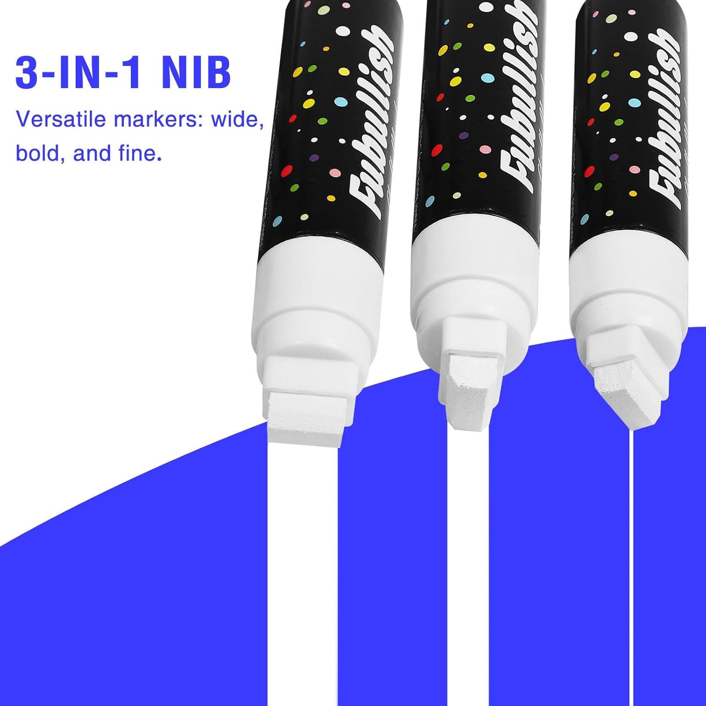 Window Chalk Markers for Cars 5 Pack Washable,White Paint Jumbo Liquid Chalk Marker with 15mm Thick Tips, Big Chalkboard Markers, Car Window Paint Markers Pen for Glass, Auto, Bistro, Mirror, Poster