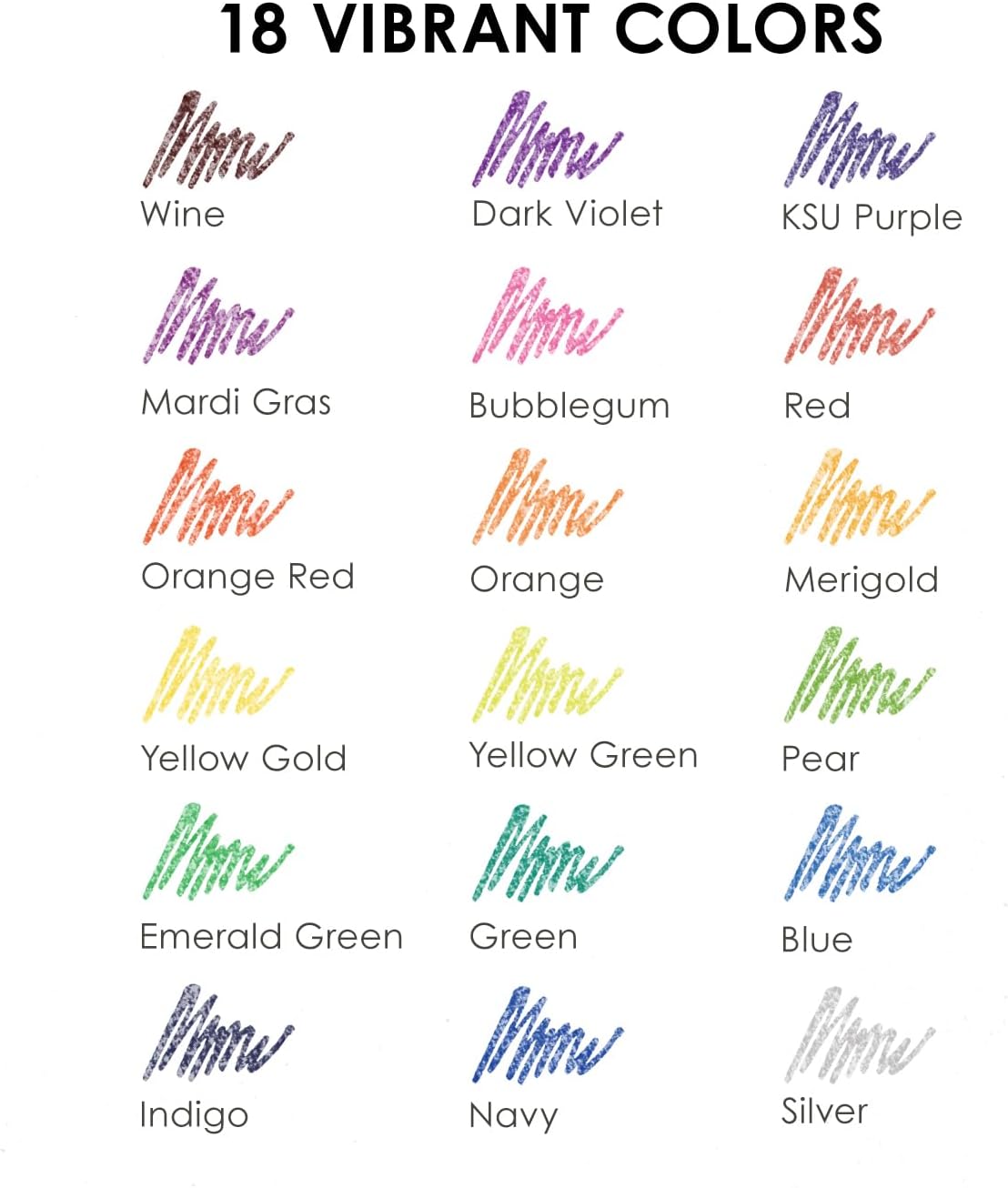 Capped Glitter Gel Pens 18 Colors, Metallic Vibrant Sparkle Gel Pens for Coloring, Color Pens for Adults,Colored Gel Pens for Adult Coloring Books and Drawing