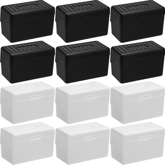 Fuutreo 12 Pack 3x5 Organizer Index Card Box Flash Note Index Card Holder Case for Recipes Addresses(Black, White)