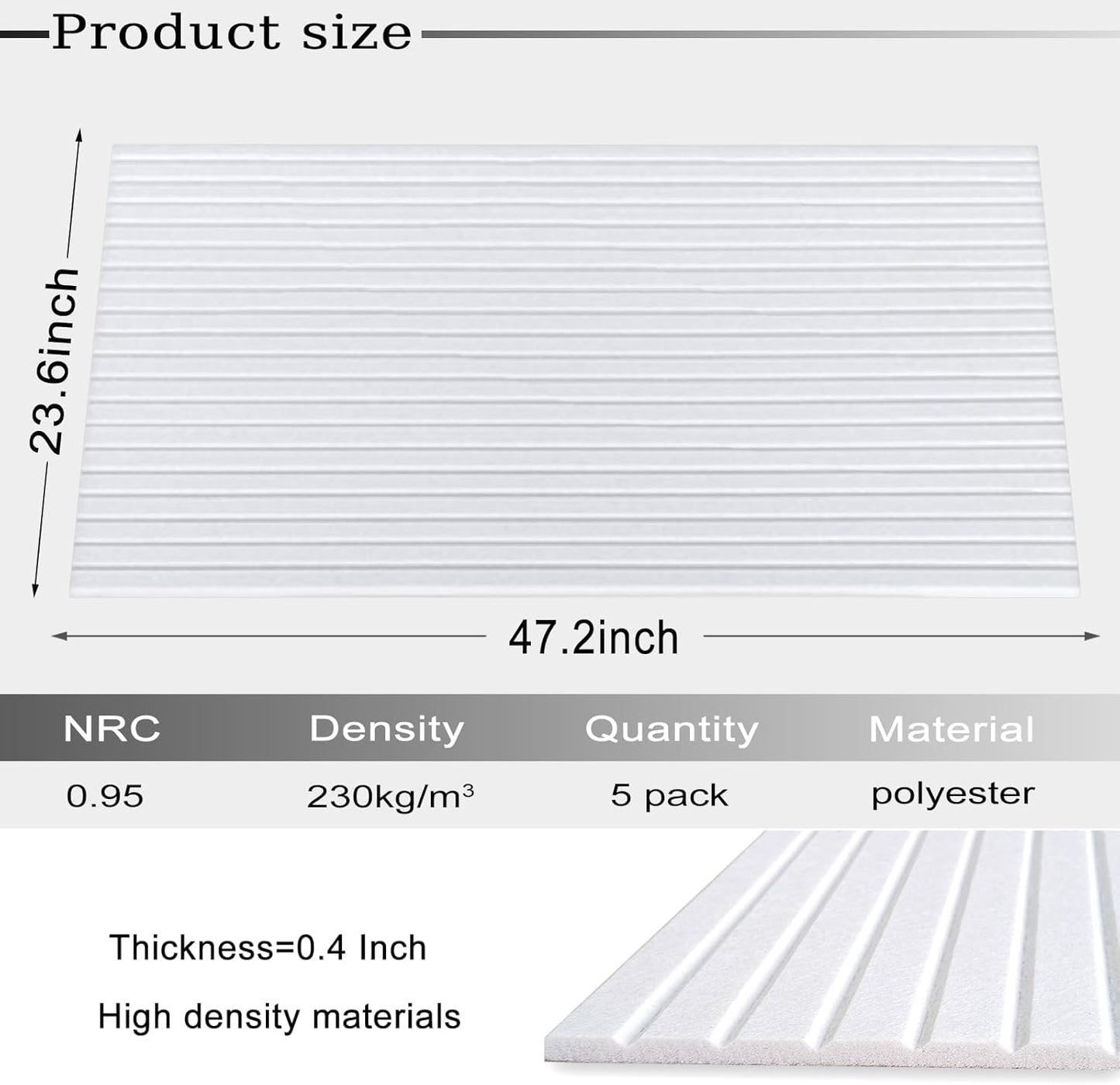 10 Pack Large Acoustic Panels, 48"X24"X0.4" Sound Proof Foam Panels for Walls, Sound Dampening Panels, Sound proof panels for walls, Soundproof Wall Panels for Home Studio&Office Decor.(White)