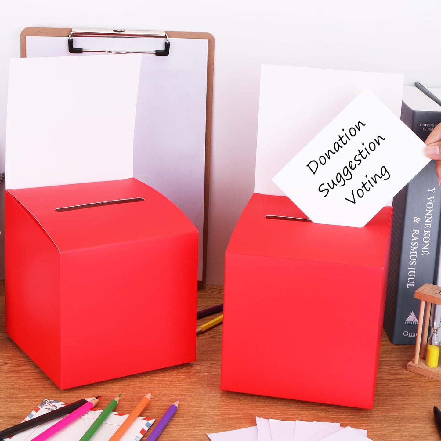 12 Pack Raffle Box Donation Box for Fundraising, Ballot Cardboard Boxes with Slot for Ticket and Removable Header Charity for Collecting Business Card Voting Contes, 6 x 6 x 6 Inch