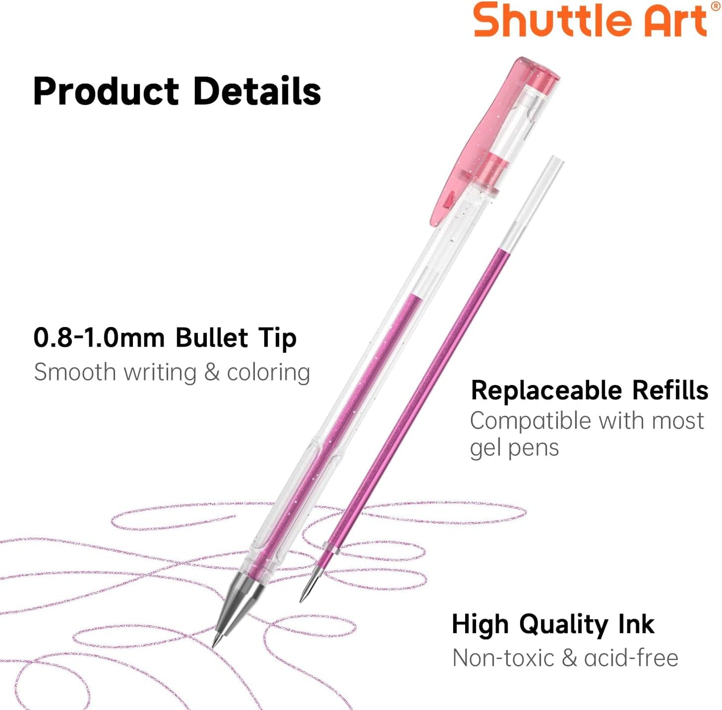 Gel Pen Refills, Shuttle Art 120 Colors (No Duplicates) Gel Pen Refills, 7 Color Types for Kids Adults Coloring Books Drawing Doodling Crafts Scrapbooking Journaling