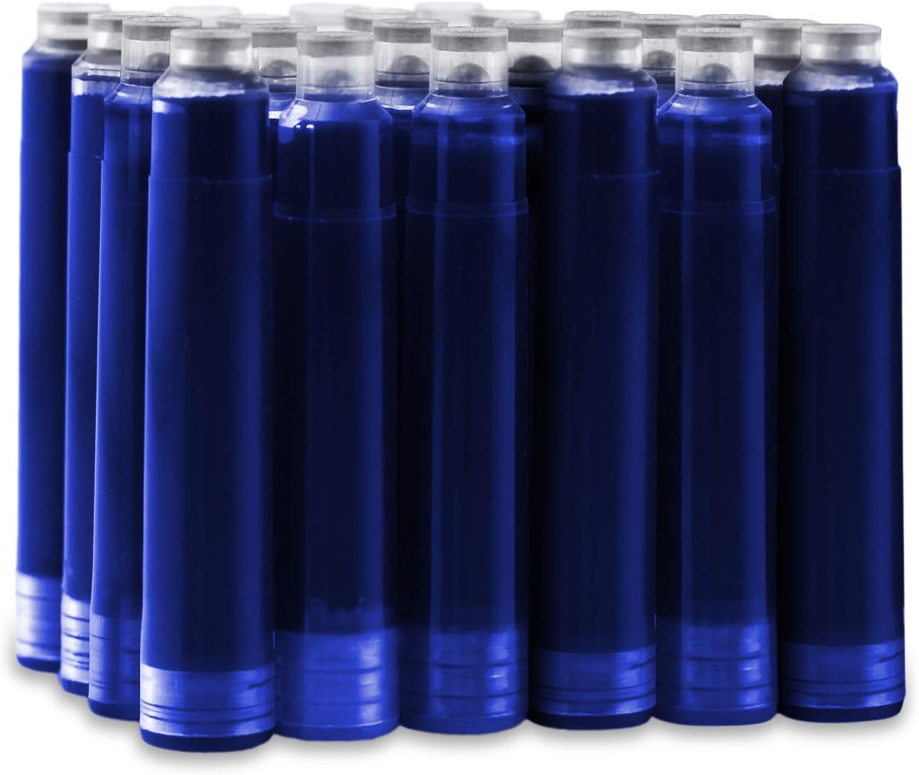 Dryden Designs Fountain Pen Ink Cartridges - Set of 24 Blue Ink CARTRIDGES - Short International Standard Size - Disposable and Generic Ink Refill Cartridges - Perfect for Calligraphy.