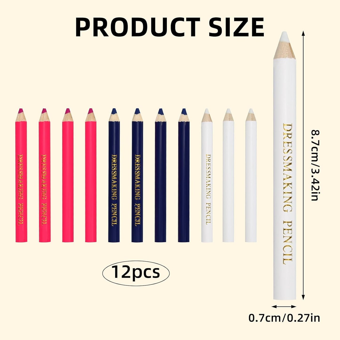 12pcs Fabric Markers for Sewing, Sewing Washable Pencil Disappearing Pen for Fabric Water Soluble Tracing Erasable Chalk Tools Tailors Dressmakers Quilting Embroidery DIY Crafts (Blue, Pink, White)