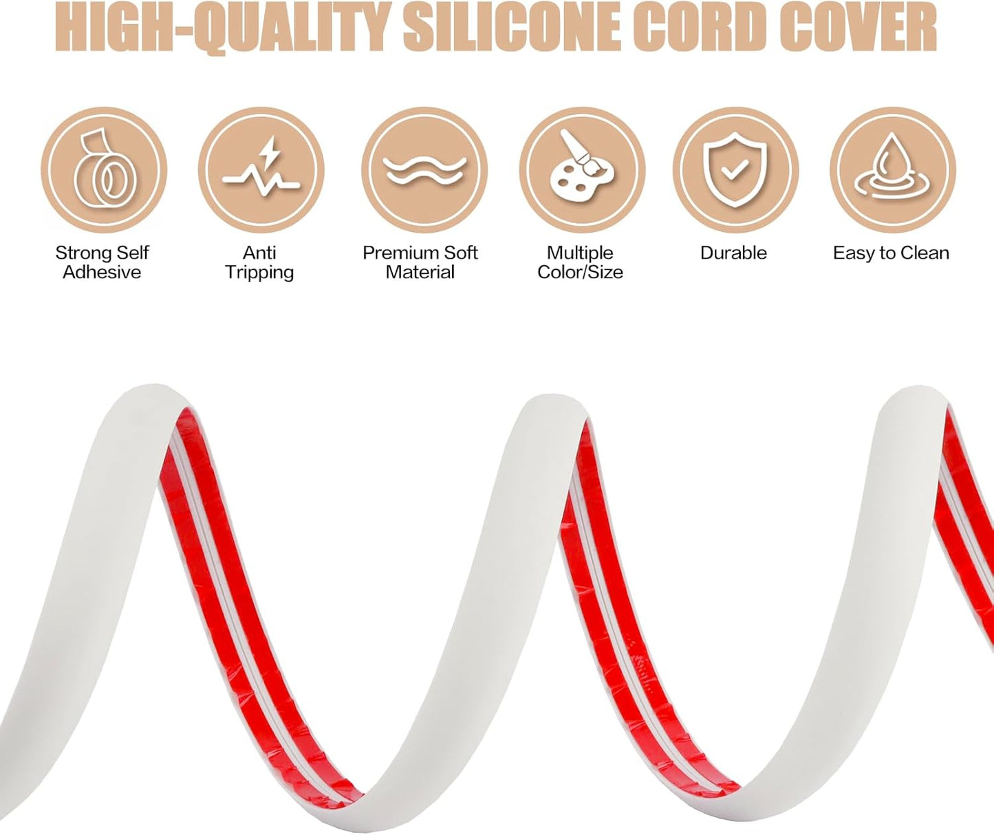 Floor Cord Cover Cable Cavity Self Adhesive Cord Hider Floor 3.3FT Floor Cable Management Power Cord Protector Floor Electric Cord Covers for Offices, Gym, Exhibitions (Beige, 1.18" x 3.3')