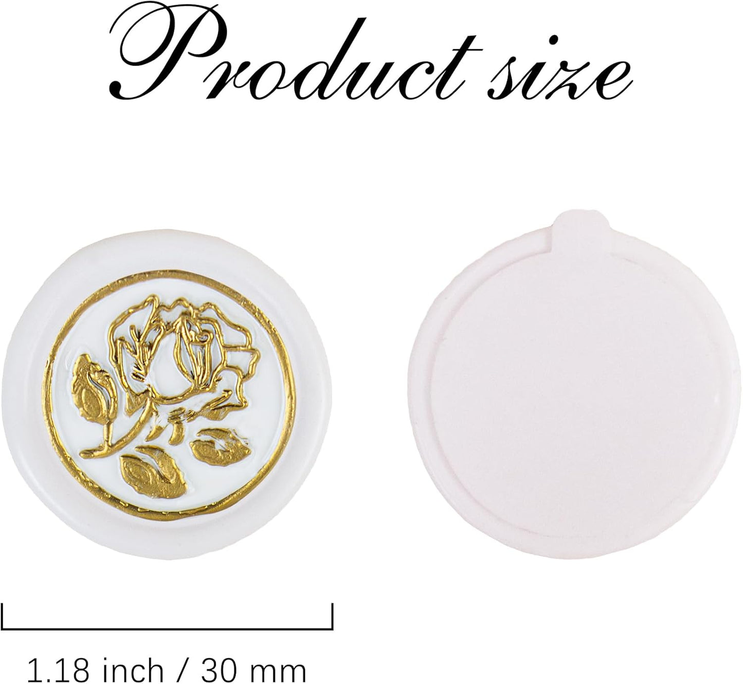 100Pcs Gold & White Wax Seal Stickers - Handmade Envelope Seals, Self Adhesive Wax Stickers for Wedding Party Invitations, Envelope, Gift Wrap, Christmas (Gold Rose Style, White)