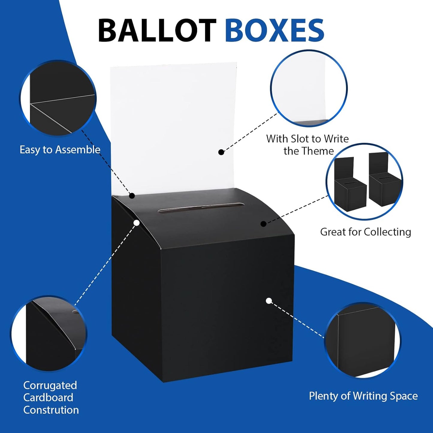 12 Pack Raffle Box Donation Box for Fundraising, Ballot Cardboard Boxes with Slot for Ticket and Removable Header Charity for Collecting Business Card Voting Contes, 6 x 6 x 6 Inch