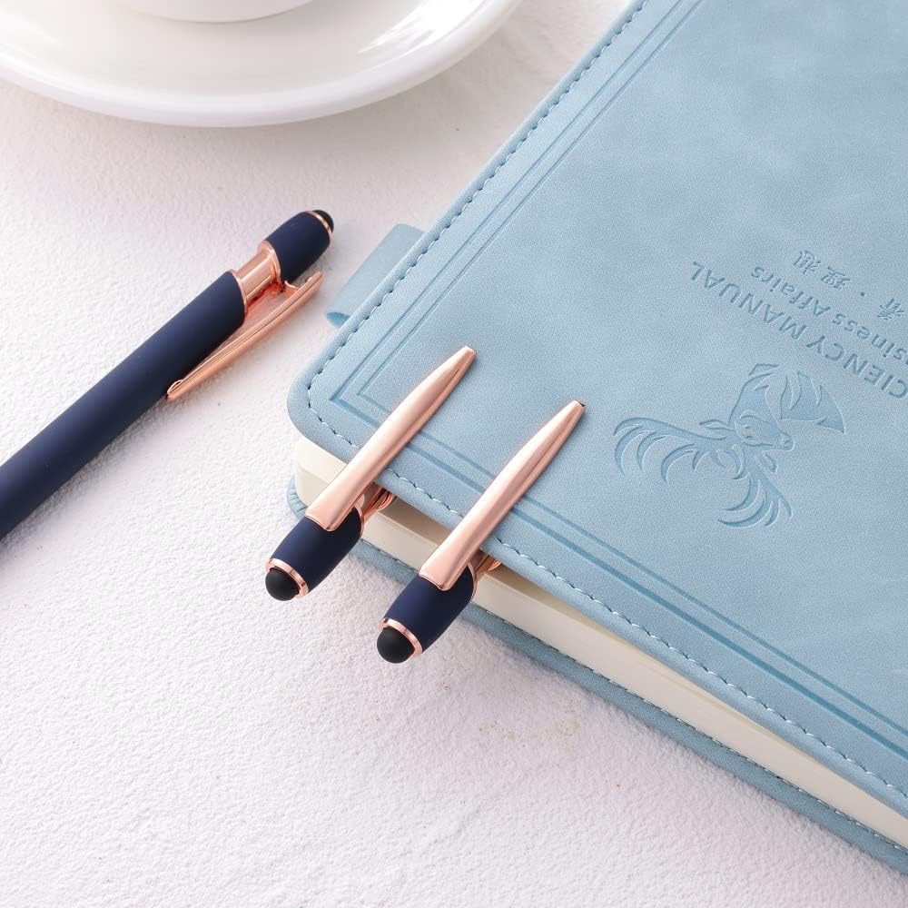 12 PCS 2 in 1 Stylus Ballpoint Pen with Stylus Tip, 1.0 mm Black Ink Metal Pen Stylus Pen for Touch Screens (Mixed Color)