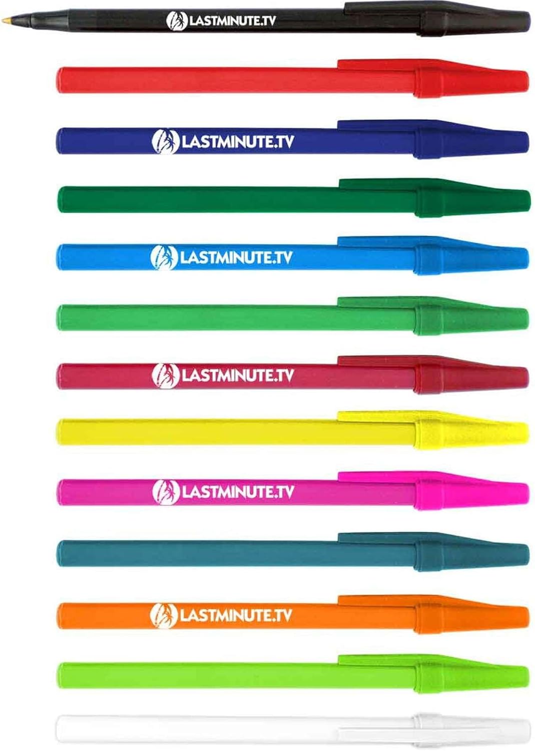 Personalized Stick Pens With your Custom Logo or Text-500 Pack Bulk-for Businesses, Parties, and Events, Custom Printed Slim Ballpoint Pens Colored with Cap, Pink, Black Ink