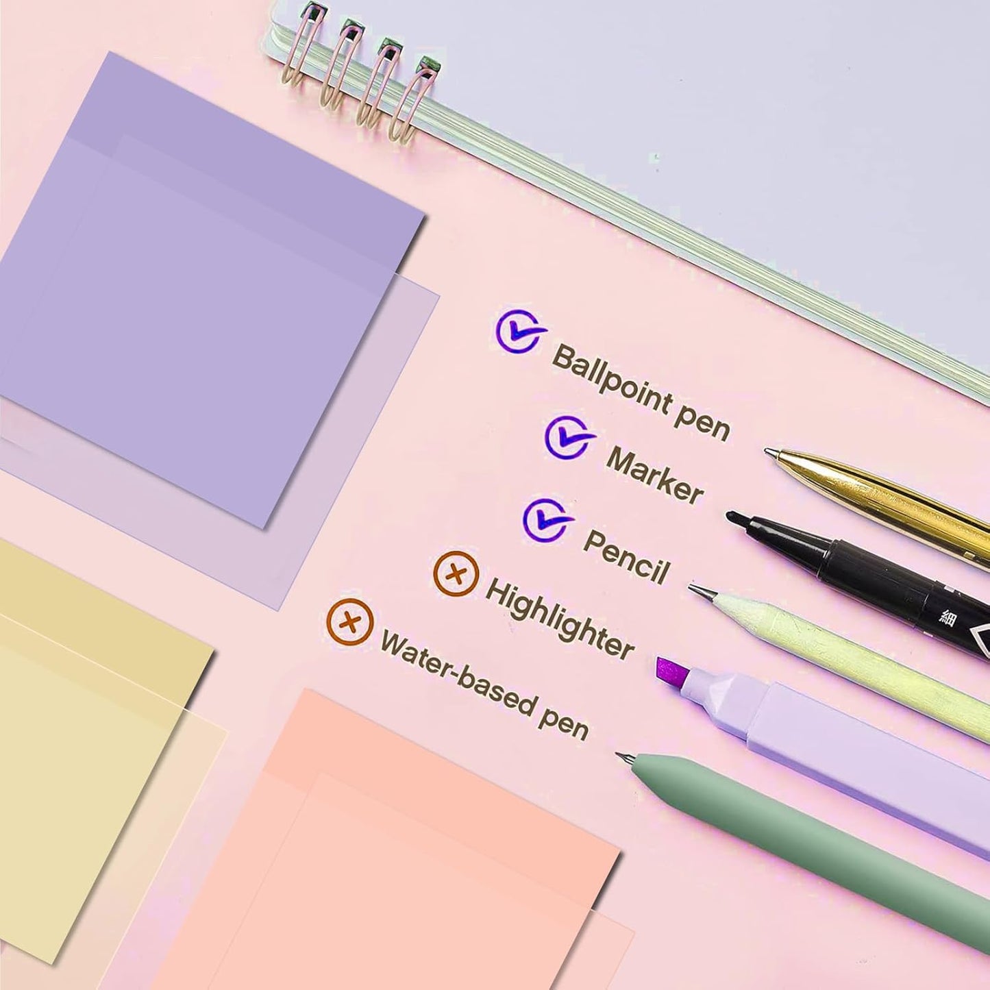 Jutom 39 Pcs Aesthetic Book Annotation Kit Highlighter with Pencil Case Bag Gel Pen Transparent Sticky Note Taking Bible Study College School Supplies(Orange,Classic Style)