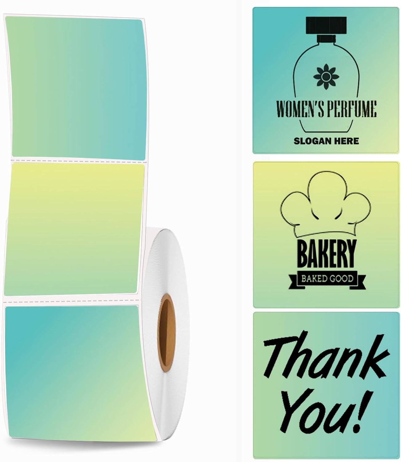 2''×2'' Square Thermal Sticker Labels, Self-Adhesive 2 Inch Direct Thermal Labels, Multi-Purpose Sticker Label for DIY Logo Design,Name Tag,QR Code, 500 PCS/1 Roll, Green