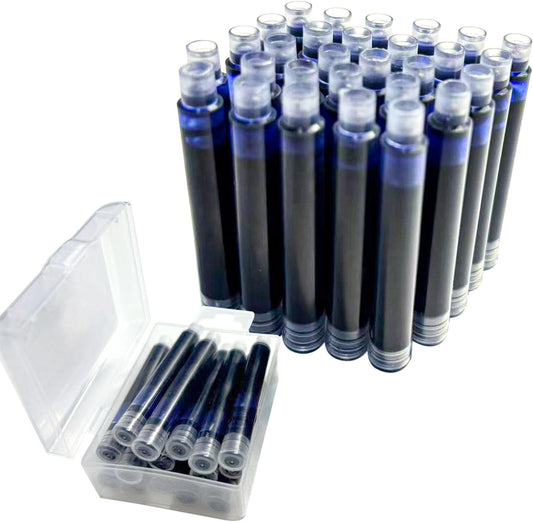Blue/Black Pen Ink Cartridge Fountain Pen Cartridges Refillable Fountain Pen Cartridge, 3.4 mm Bore Diameter (No Erasable Blue Black)