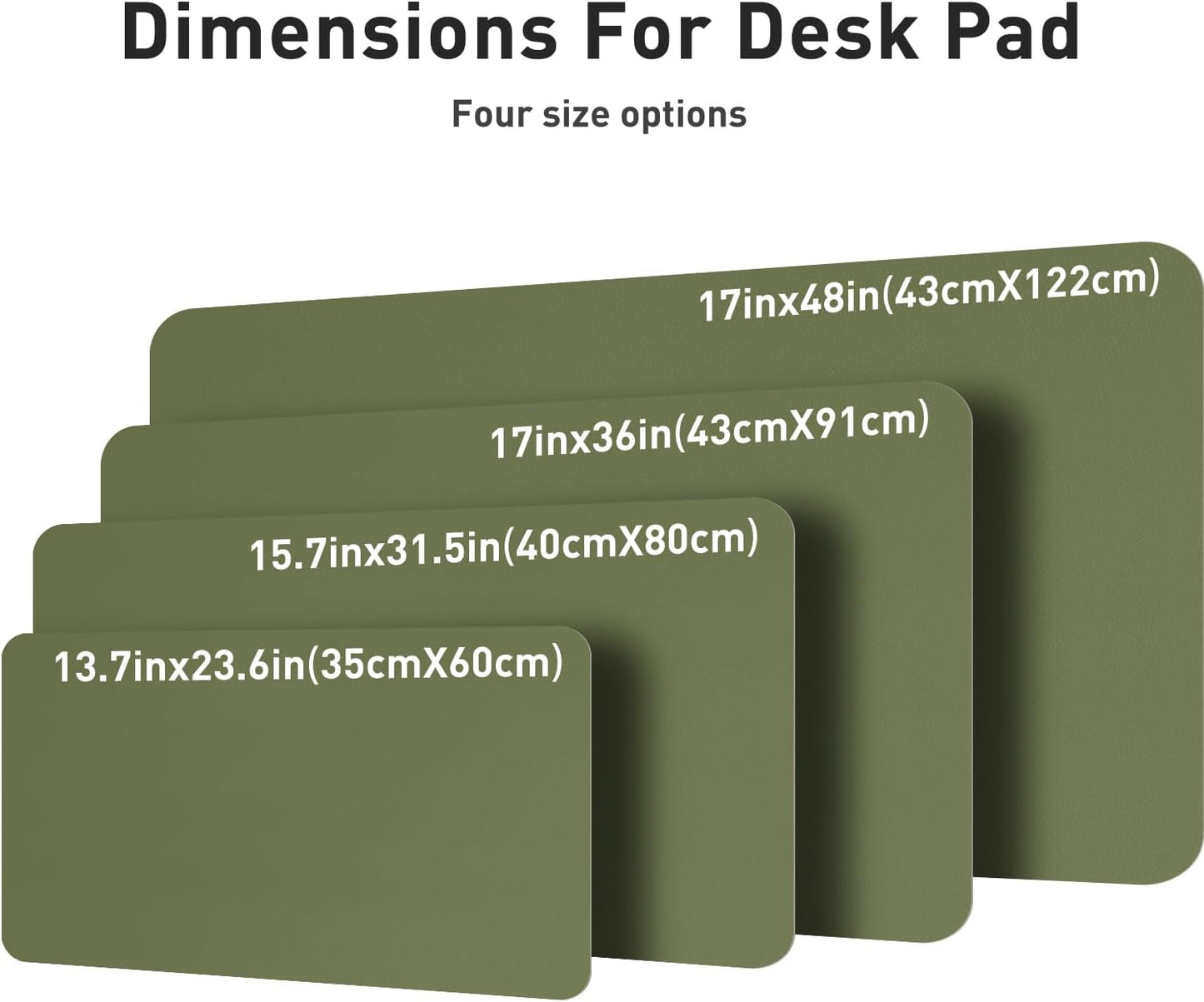 Aothia Leather Desk Pad Protector, Mouse Pad, Office Desk Mat, Non-Slip PU Leather Desk Blotter, Laptop Desk Pad, Waterproof Desk Writing Pad for Office and Home (48"x17", Olive Green)