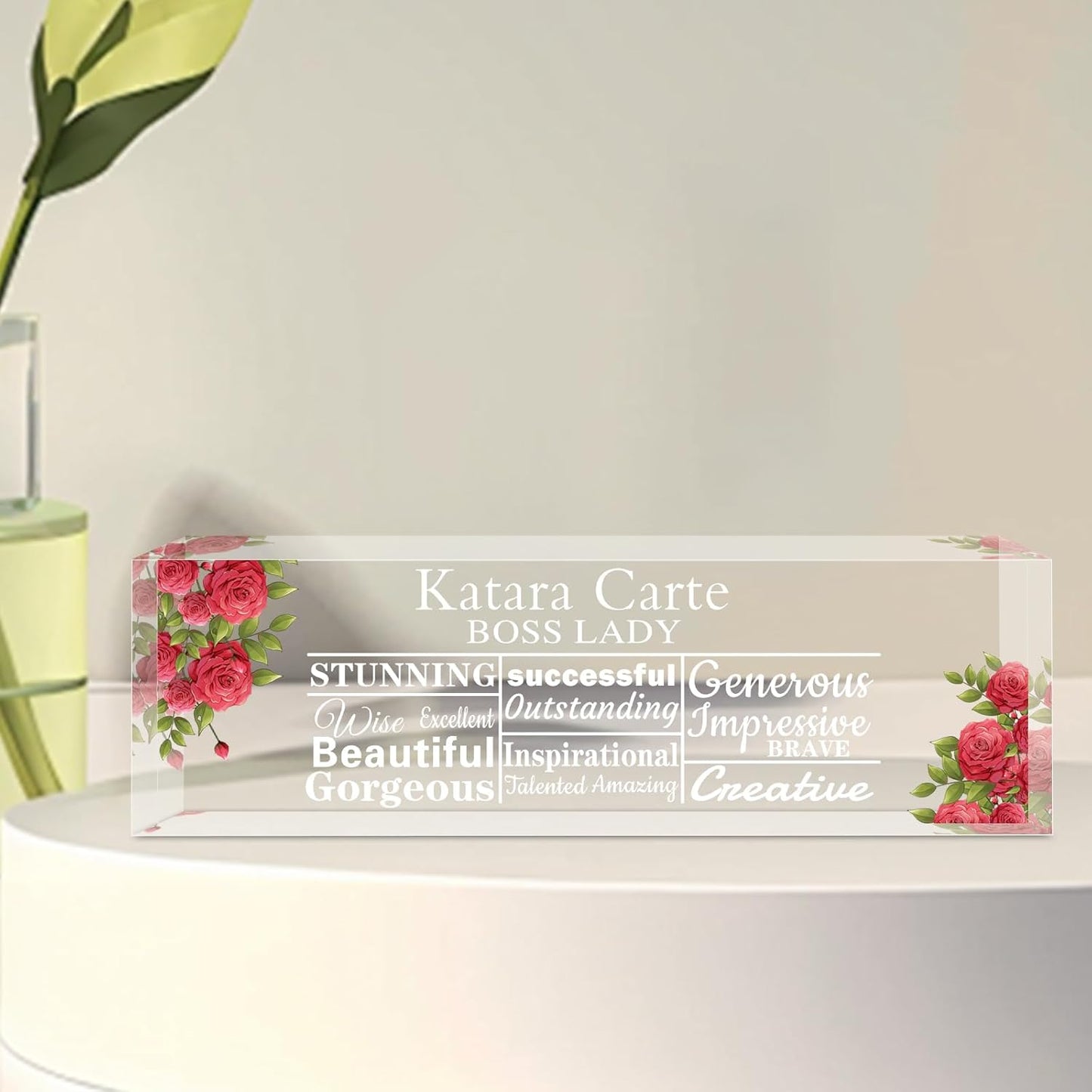 Name Plate for Desk Personalized, Acrylic Desk Decorations, Employee Appreciation Gifts, Custom Office Gifts for Coworkers, Boss, Teacher, Nurse (Boss Lady)