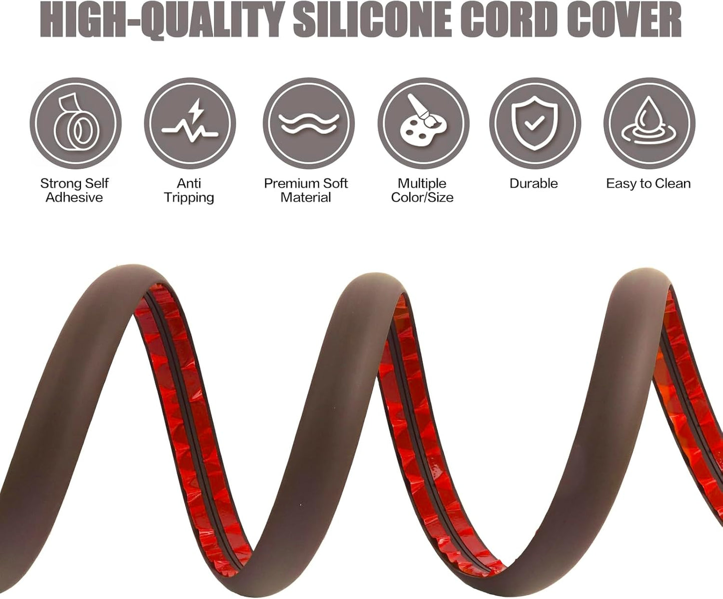 Floor Cord Cover Cable Cavity Self Adhesive Cord Hider Floor 10FT Floor Cable Management Power Cord Protector Floor Electric Cord Covers for Offices, Gym, Exhibitions (CoffeeBrown, 1.97" x 10')
