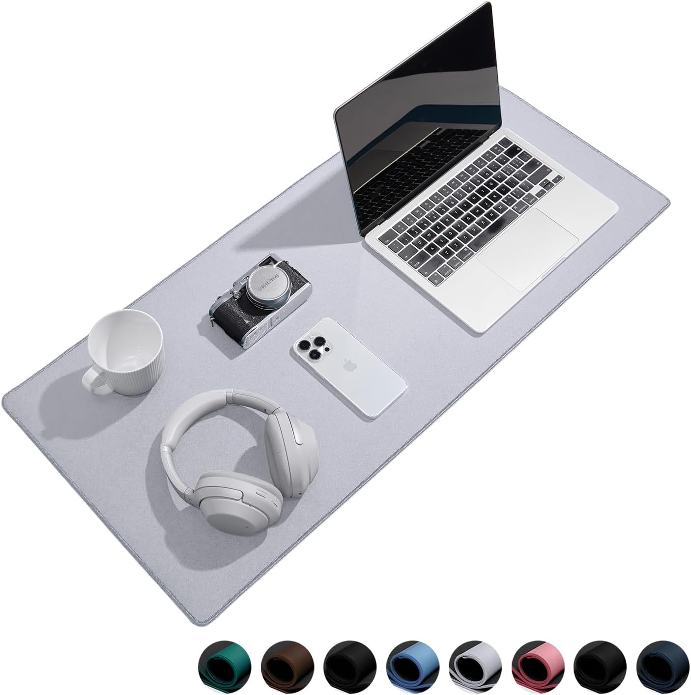 Waterproof Large Gaming Mouse Pad with Durable Stitched Edges, Non-Slip Rubber Base, Grainy Jacquard Mouse Mat Desk Pad for Home Office Gaming, 15.74"x35.43"x0.12", Light Gray