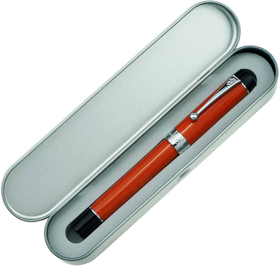 Jinhao 100 Fountain Pen Celluloid Classic Style, #6 Nib Smooth Writing Instrument with Refillable Converter and Pen Case Set