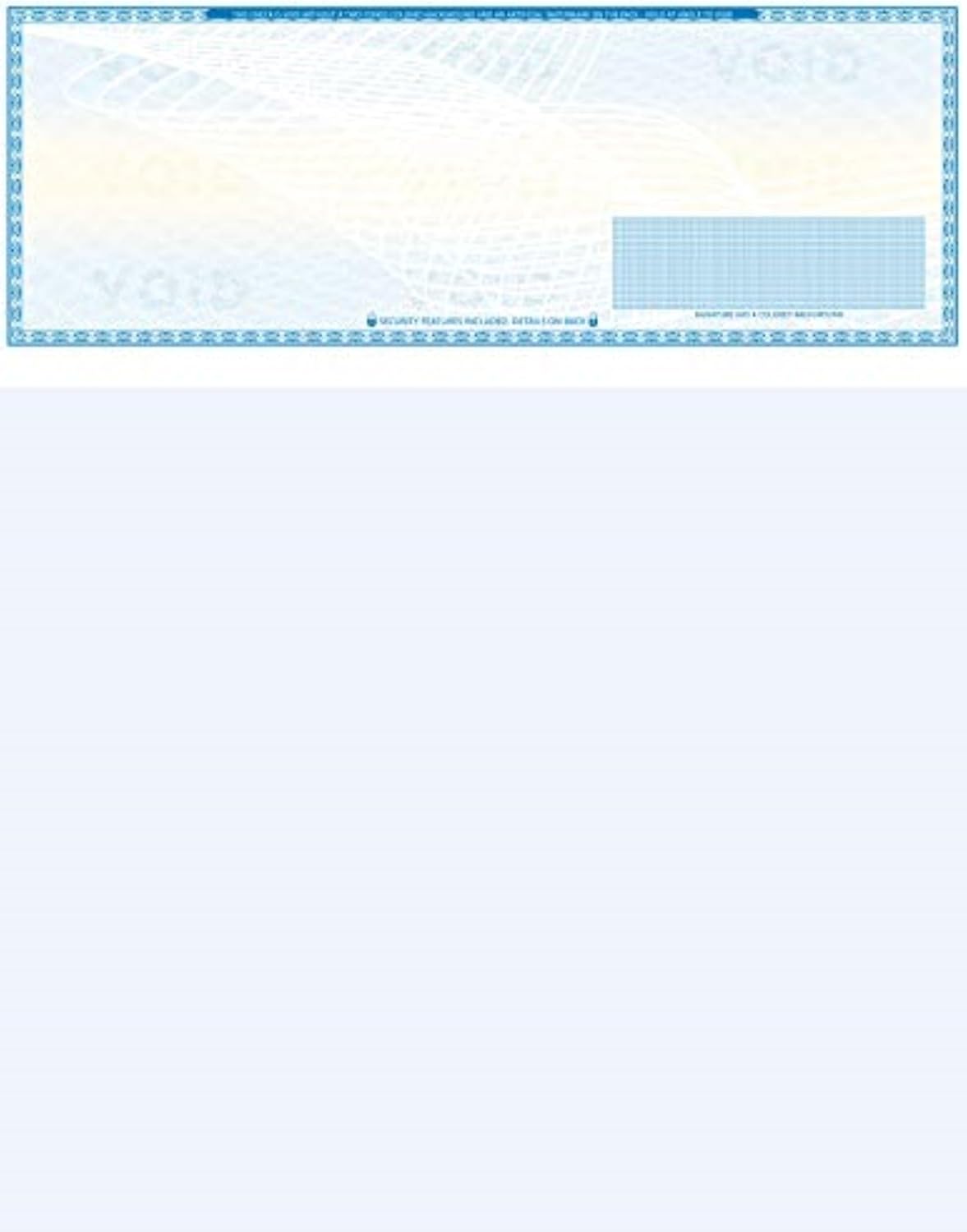 1000 High Security Blank Check Stock - Checks on Top Compatible with QuickBooks, Quicken - Paper Weight # 70 Light Blue Art Deco