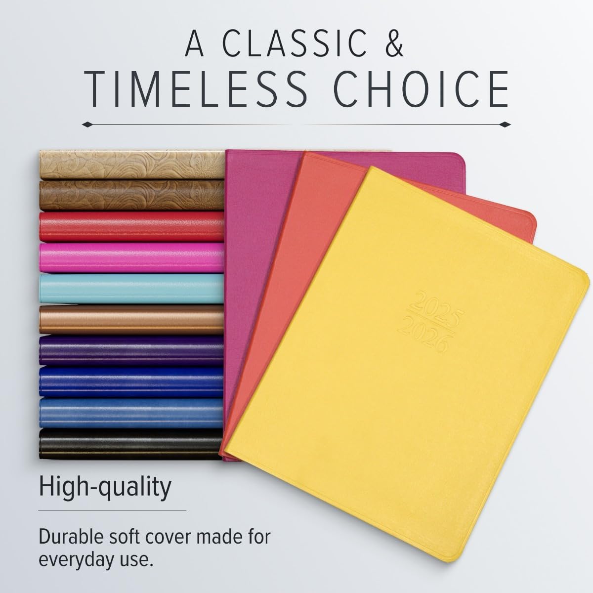 Gallery Leather Academic Planner 2025-2026, Teacher and Student Weekly Monthly Planner, Elegantly Bound Calendar with Gold-Gilded Page Edges, 18 Months - Acadia Hope - 9x7"