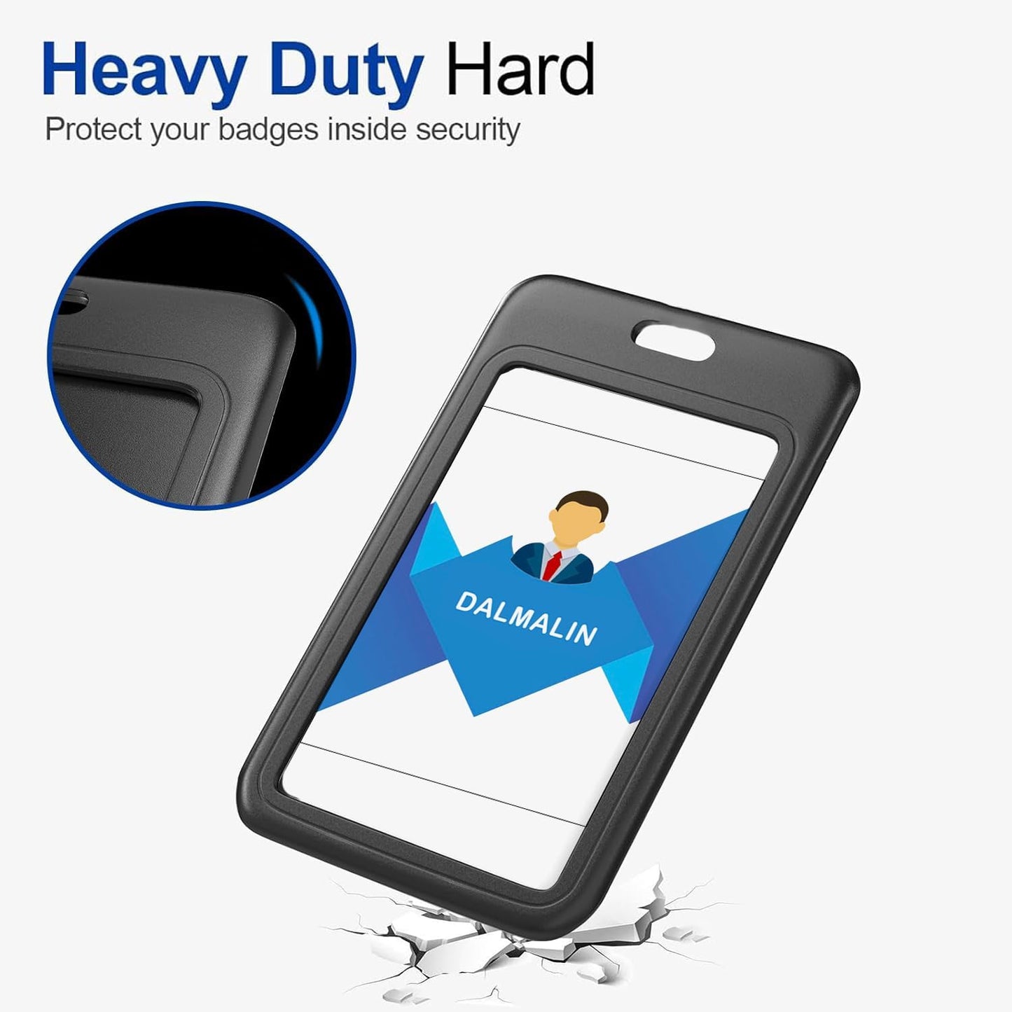 15 Pack Sliding ID Badge Holder Vertical Hard Plastic Card Case Protector Pouch,for Office School ID Credit Cards Proximity Work Badge Sleeve Key Cards Driver's Licenses (Black)