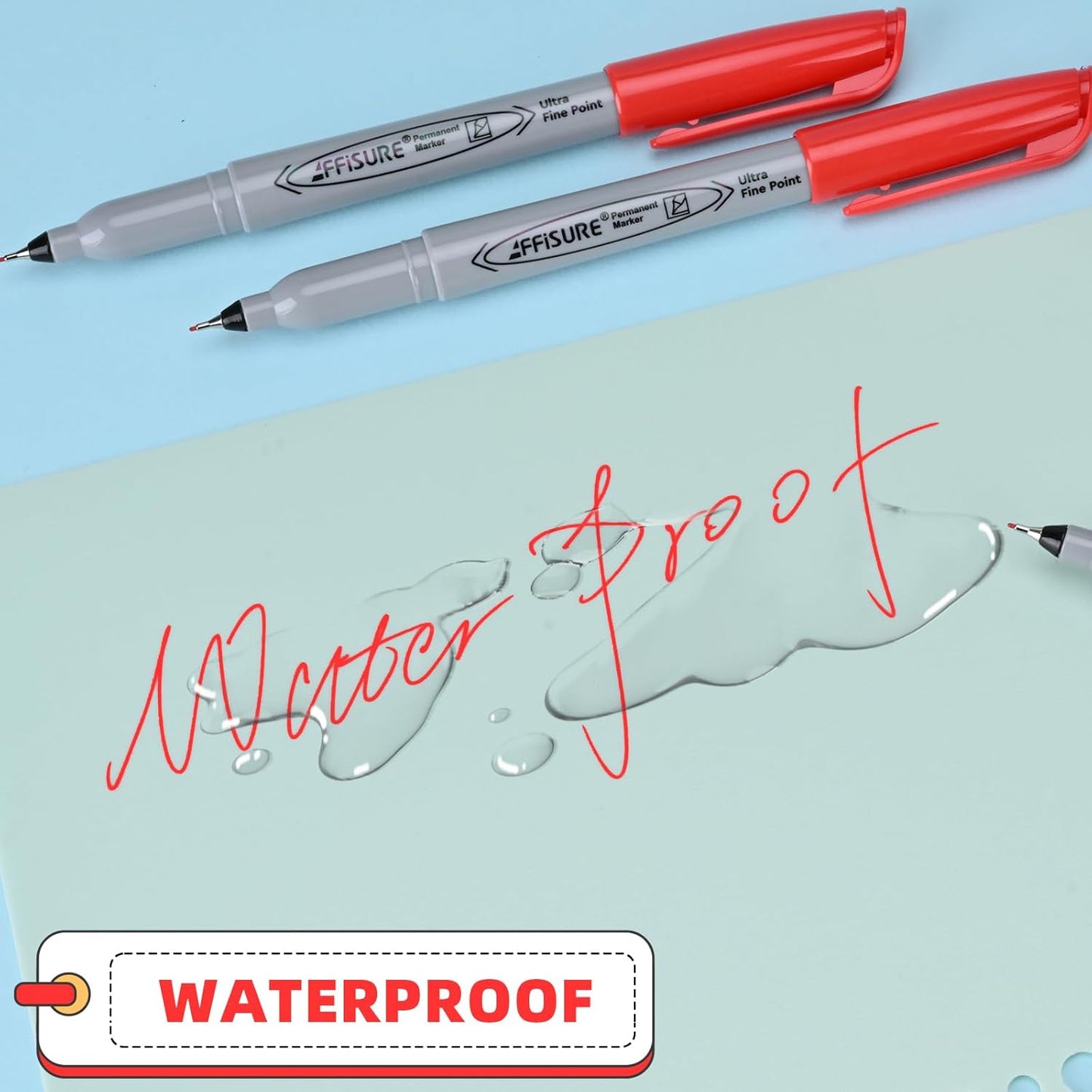 Red Ultra Fine Point Permanent Marker, 20 Pack, 0.4 mm, Precision Fine Tip for Detailed Writing, Art, Crafts & Labeling on Paper, Plastic, Glass, Metal, Waterproof, Fade-Resistant Ink