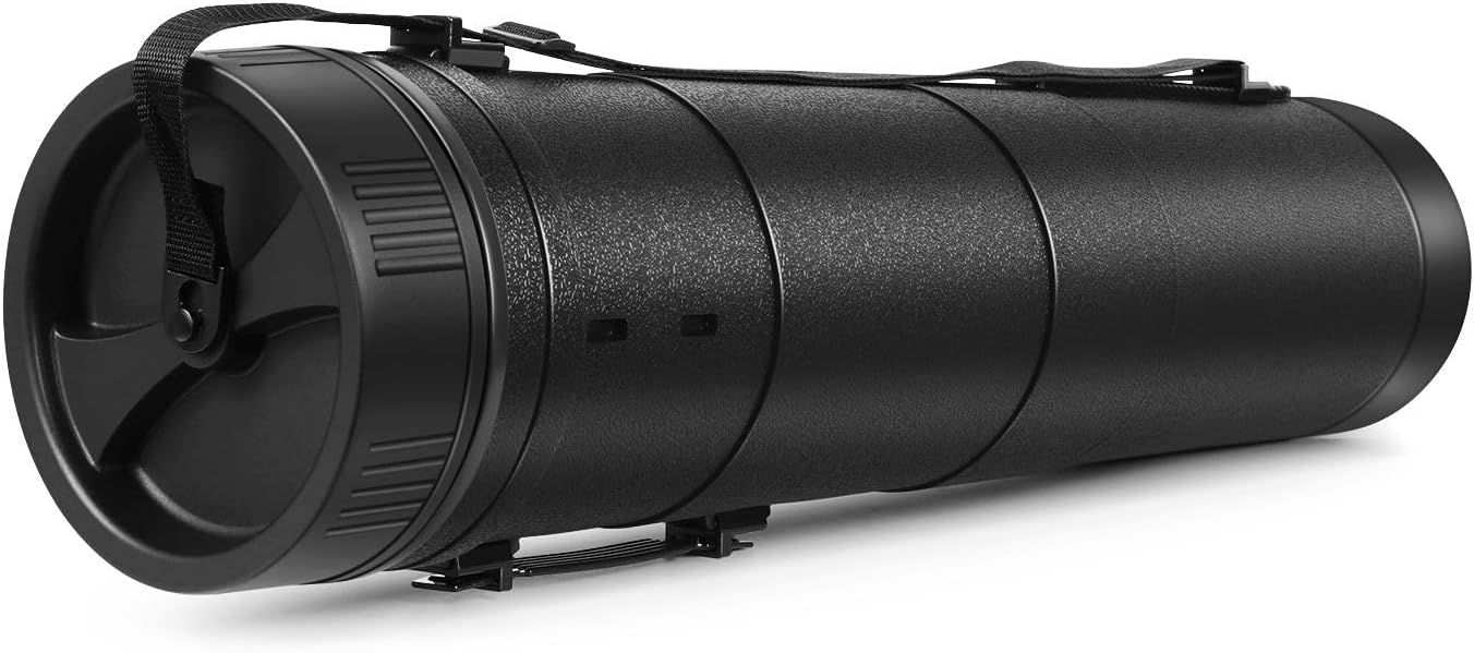 Flexzion Poster, Art, Document Tube with Strap, Expandable Waterproof Plastic Container, Telescoping Cylindrical Storage Case, Portable Paper Holder for Draft Sketch Blueprint, 6.5 IDx32-51.6 Inch