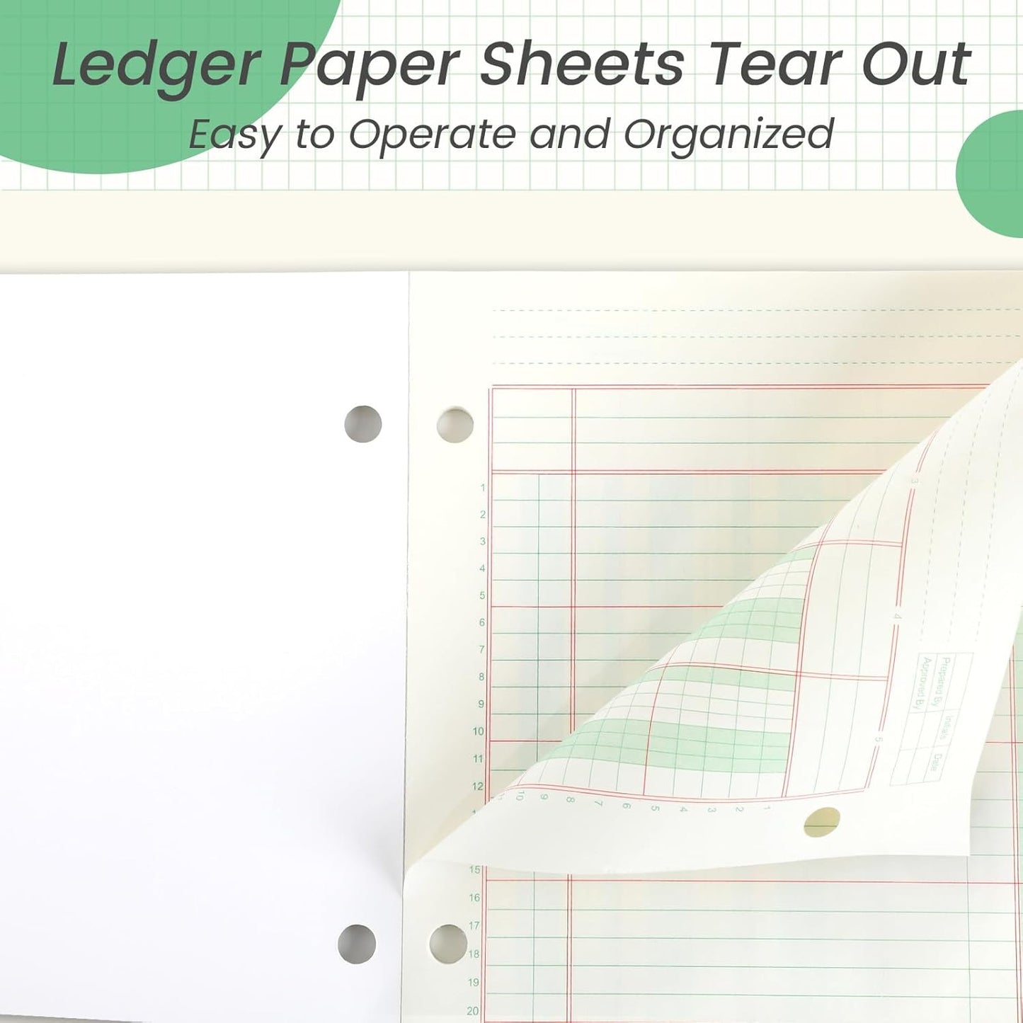 gisgfim 2 Pads 100 Sheets Columnar Analysis Pad 3 Hole Punch Accounting Ledger Book 8-1/2 x 11 Ledger Paper Pad Double Page Format Columnar Pads for Business Bookkeeping & Data(5 Column Ledger)