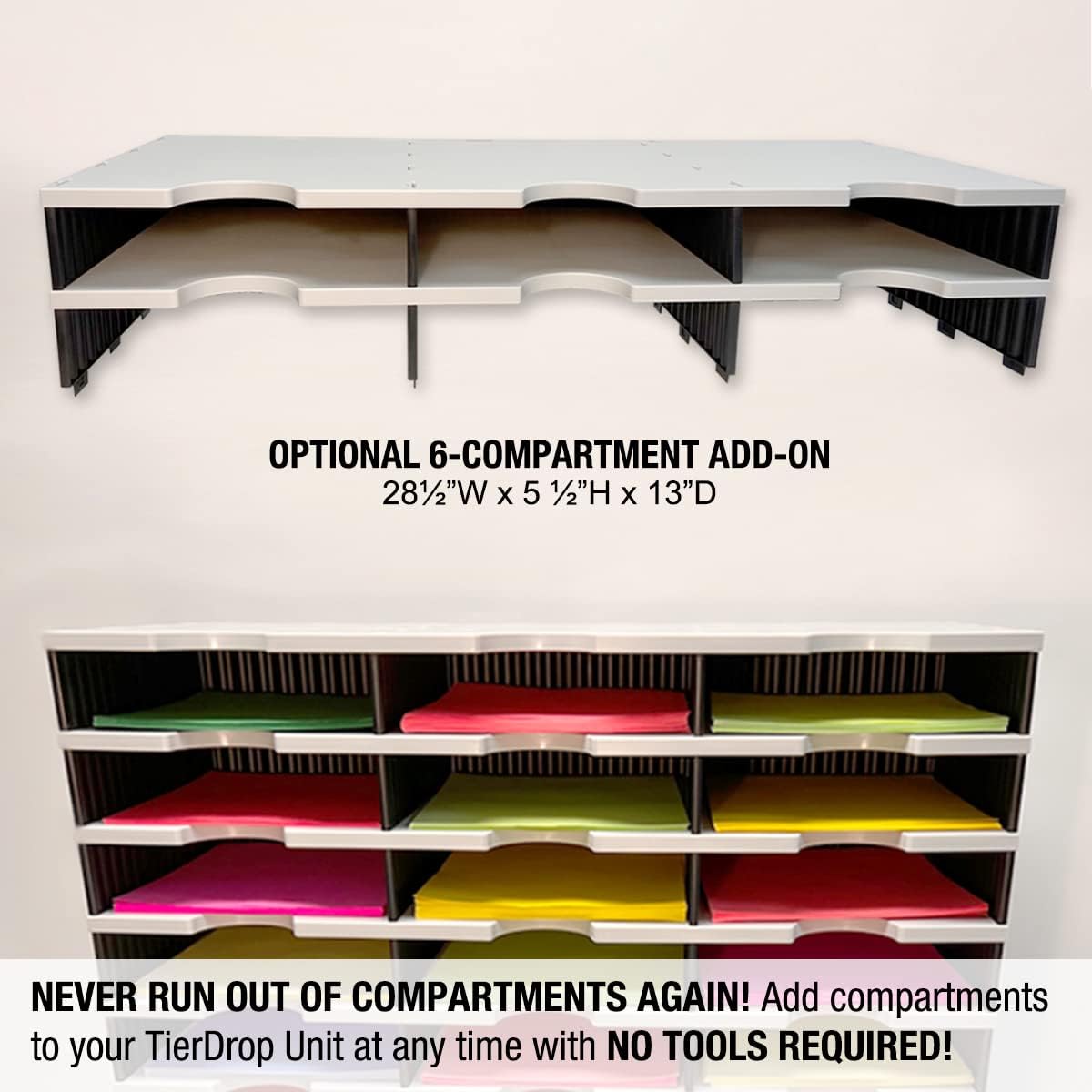 Desktop Organizer 6 Letter Tray Sorter Plus Riser Storage Base & 3 Storage Drawers - Ultimate Office TierDrop Plus Stores All of Your Documents and Supplies in One Compact Modular System