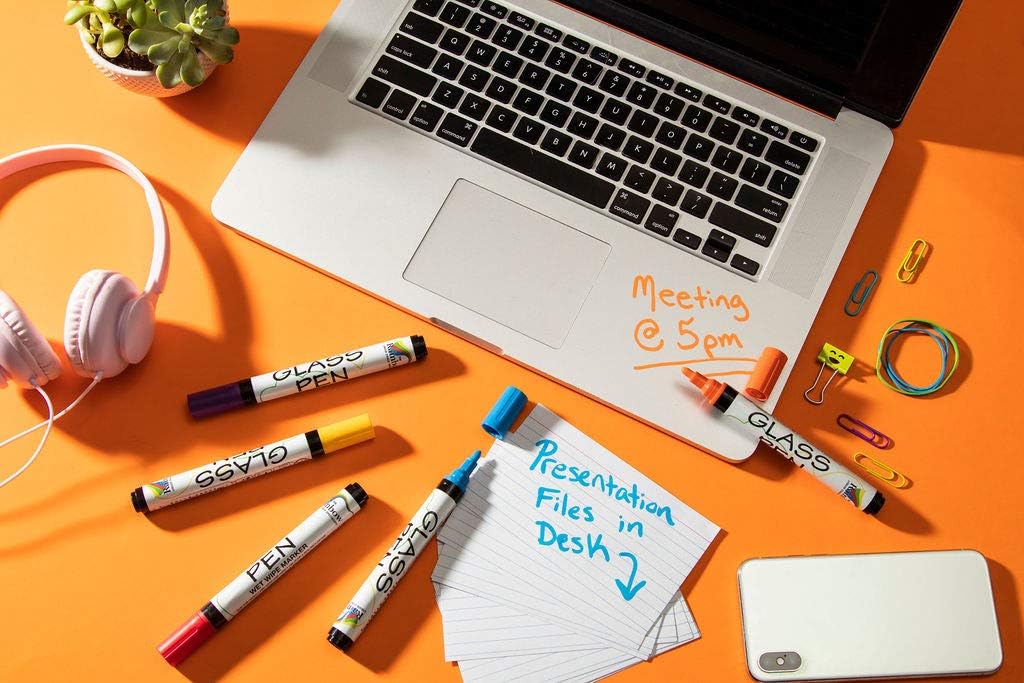 Glass Pen Window Marker: Liquid Chalk Pens for Glass, Whiteboard Markers with Washable Paint - Graduation, Car Windows, Mirror Pen, Storefront, Wedding, Parade, Party & Holiday (Yellow, Fine Tip)