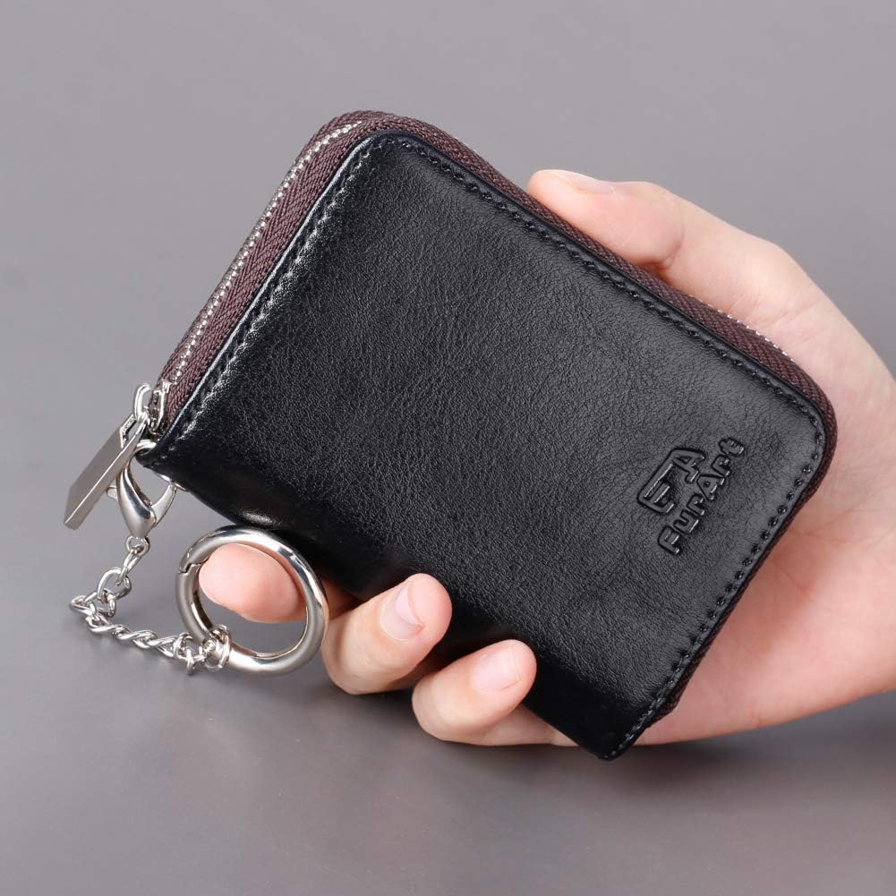 FurArt Zipper Wallet Women, RFID Blocking Credit Card Wallet, Business Card Holder, Compact Size KeyChain Wallet