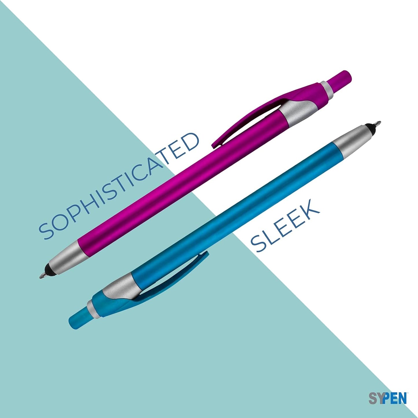 Personalized Pens in BLUE INK With your Custom Logo or Text Pens-Pack of 450- for Marketing, Parties, and Events, 2 in 1 Capacitive Stylus & Ballpoint Pen Compatible With Touchscreen Devices, Teal