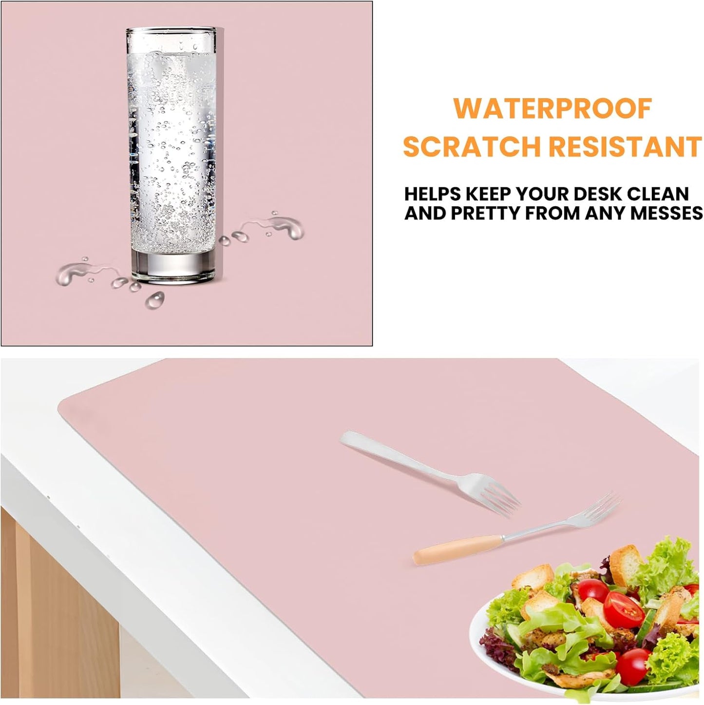 Desk Mat Wireless Charging Mouse Pad Large 32x16 Journey Desk Pad Mat with Wireless Charger Waterproof Pink Leather Computer Mat with Phone Charger Mousepad Non-Slip for Keyboard and Mouse